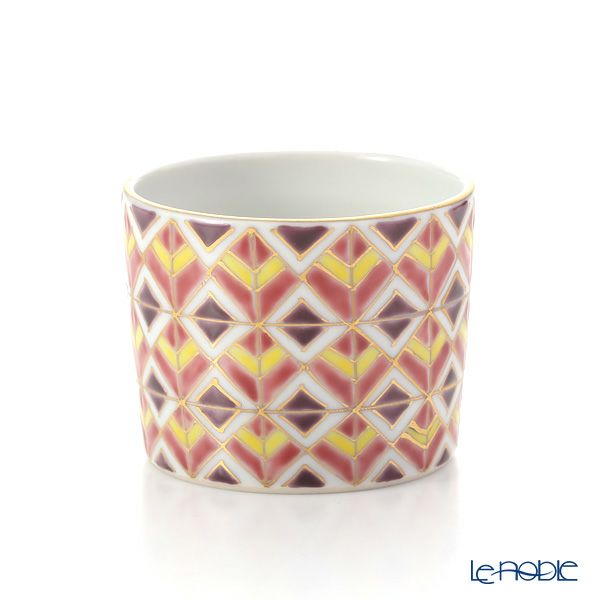 京焼・清水焼 酒器 K0993 彩万華鏡紋 曲げわっぱ600ml 緑 ＆ ぐい呑90ml （緑＋赤）3点セット