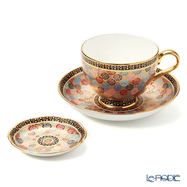 ブランベンジャロン工房 ティーカップ＆ソーサー ＆ ミニプレート ピクンフラワー 2点セット