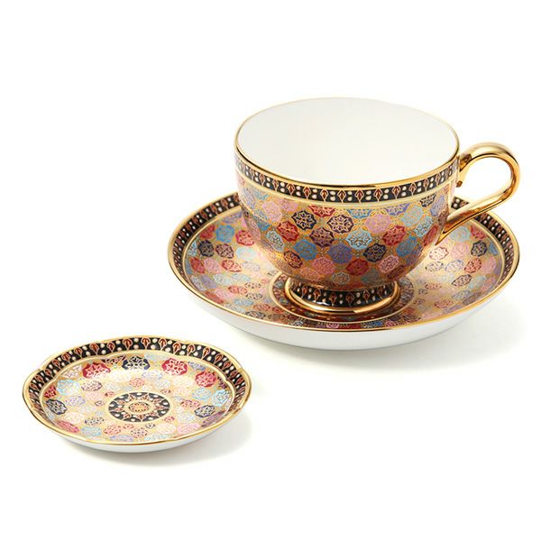 ブランベンジャロン工房 ティーカップ＆ソーサー ＆ ミニプレート ピクンフラワー 2点セット