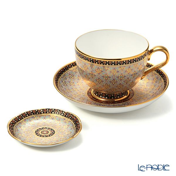 ブランベンジャロン工房 ティーカップ＆ソーサー ＆ ミニプレート クラチャン グレイ 2点セット