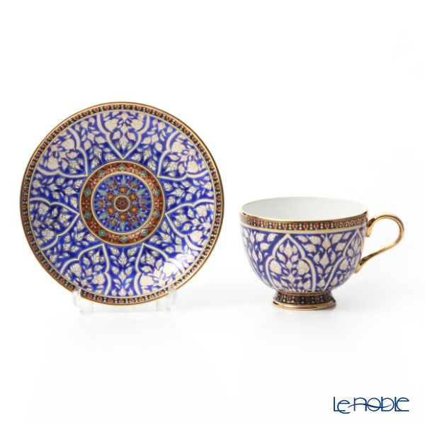 ブランベンジャロン工房 ティーカップ＆ソーサー ＆ ミニプレート ロータスチャネルブルー 2点セット