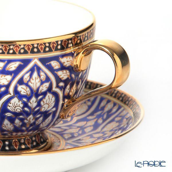 ブランベンジャロン工房 ティーカップ＆ソーサー ＆ ミニプレート ロータスチャネルブルー 2点セット