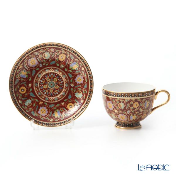 ブランベンジャロン工房 ティーカップ＆ソーサー ＆ ミニプレート スコータイマルーン 2点セット