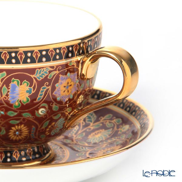 ブランベンジャロン工房 ティーカップ＆ソーサー ＆ ミニプレート スコータイマルーン 2点セット