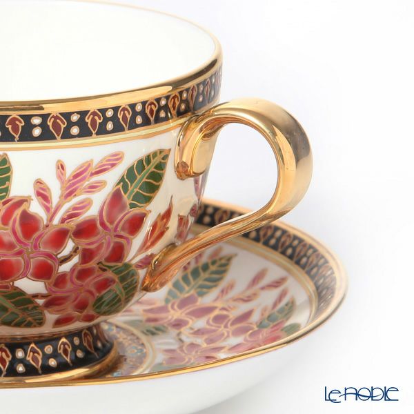 ブランベンジャロン工房 ティーカップ＆ソーサー ＆ ミニプレート プルメリアレッド 2点セット