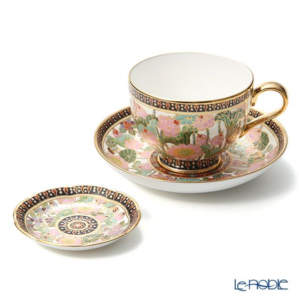 ブランベンジャロン工房 ティーカップ＆ソーサー ＆ ミニプレート ロータスホワイト 2点セット