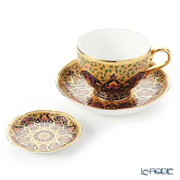 ブランベンジャロン工房 ティーカップ＆ソーサー ＆ ミニプレート ブラックポメグラニット 2点セット