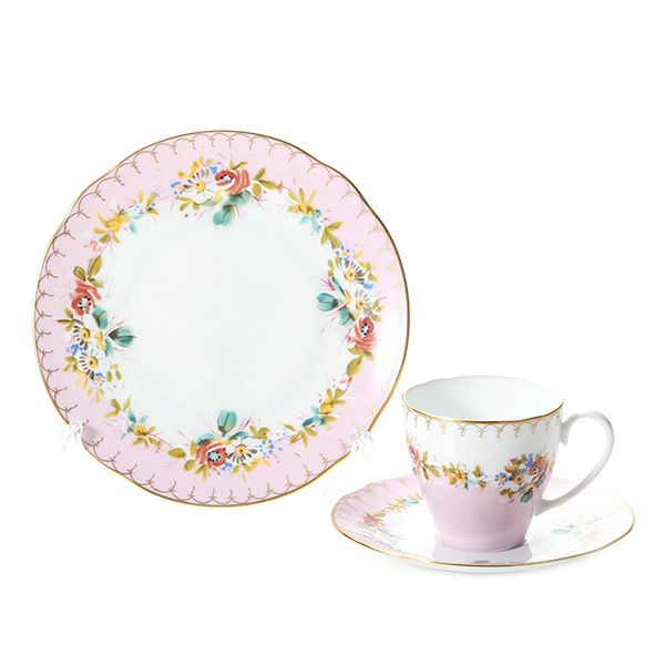 ニナス オリジナル マリーアントワネット 1775 トリオセット A （ピンクふちプレート）