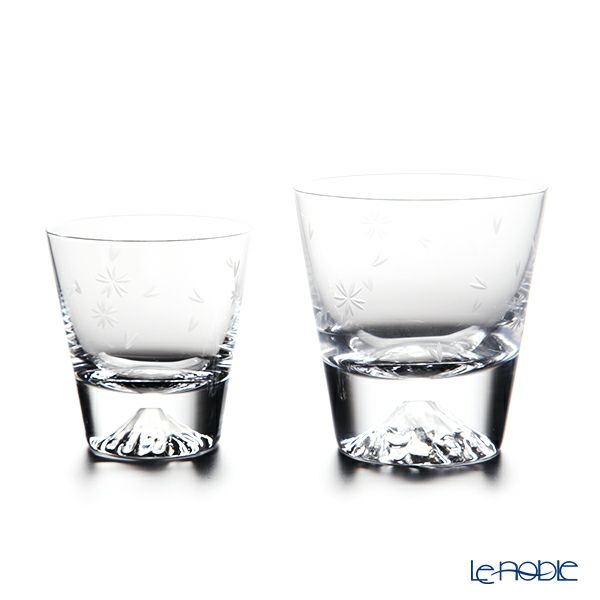 【伝統工芸】田島硝子 富士山グラス ロックグラス 桜切子 大小 2点セット