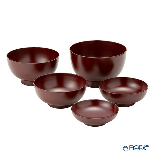 井助 漆器 応量器（応量椀） 入れ子椀 ペア 黒＆朱 木紛加工品／漆塗り NC-544