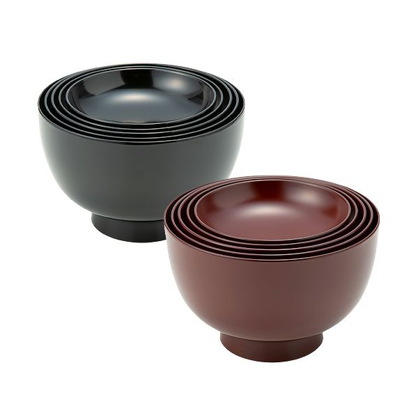 井助 漆器 応量器（応量椀） 入れ子椀 ペア 黒＆朱 木紛加工品／漆塗り NC-544