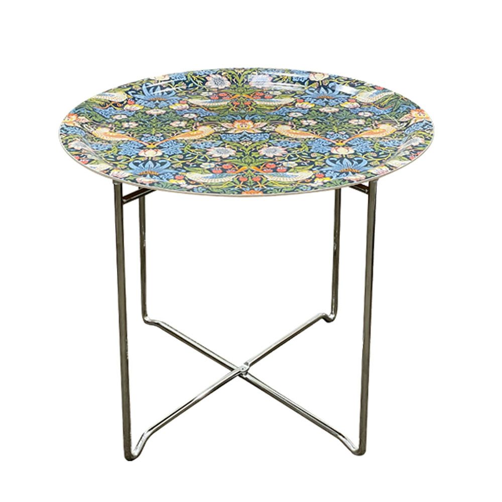 ary オーリー ウィリアムモリス／いちご泥棒 折りたたみ式トレイテーブル／サイドテーブル 丸 49cm