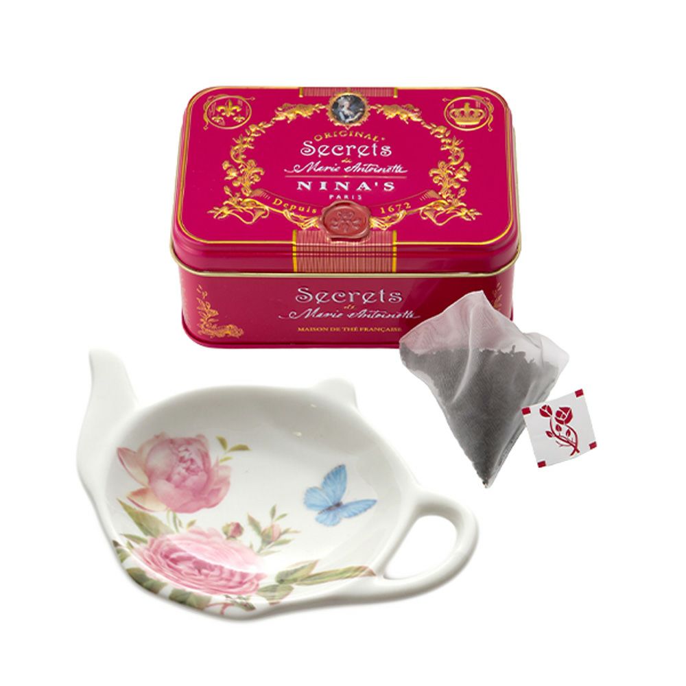 ニナス フレーバーティー／紅茶 カトルフリュイルージュ 10TB ティーバッグ缶 Royal box for tea ティーバッグトレイ付