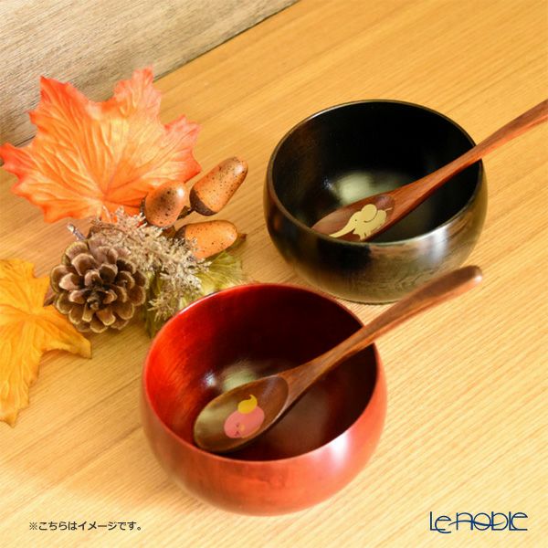 井助 ひなこ椀 栃 ペア 黒＆茜 木製 漆塗り直径10×高さ6cm 3.3寸 MV-370