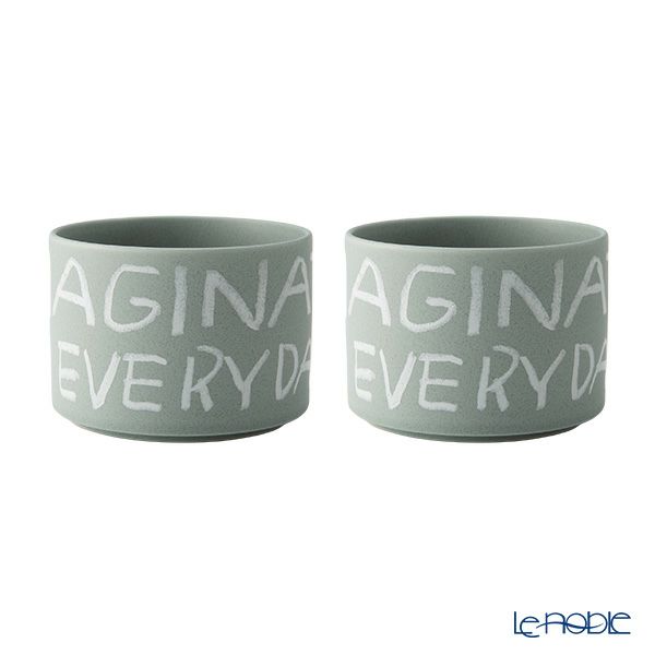 きほんのうつわ × Lee Izumida リサイクル土カップ（高台付き） ペア 200ml 灰青 滝呂焼 IMAGINATION EVERYDAY
