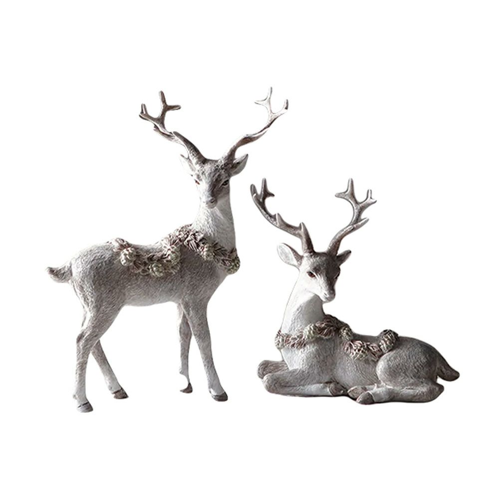 ハルモニア クリスマスオブジェ ウインターフォレスト ディア（トナカイ）ペア A2 立ち＆座り HM-011303 ポリレジン製