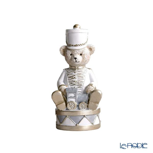 ハルモニア クリスマスオブジェ プレイングベアオンドラム A2 ペア トレイン＆トランペット HM-011229 ポリレジン製