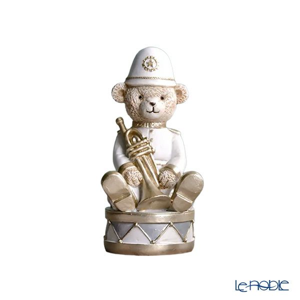 ハルモニア クリスマスオブジェ プレイングベアオンドラム A2 ペア トレイン＆トランペット HM-011229 ポリレジン製