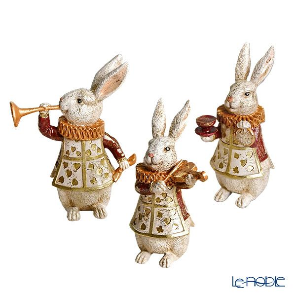 ハルモニア クリスマスオブジェ 3点セット ワンダーランド ミニラビット A3 レッド HM-011219 ポリレジン製
