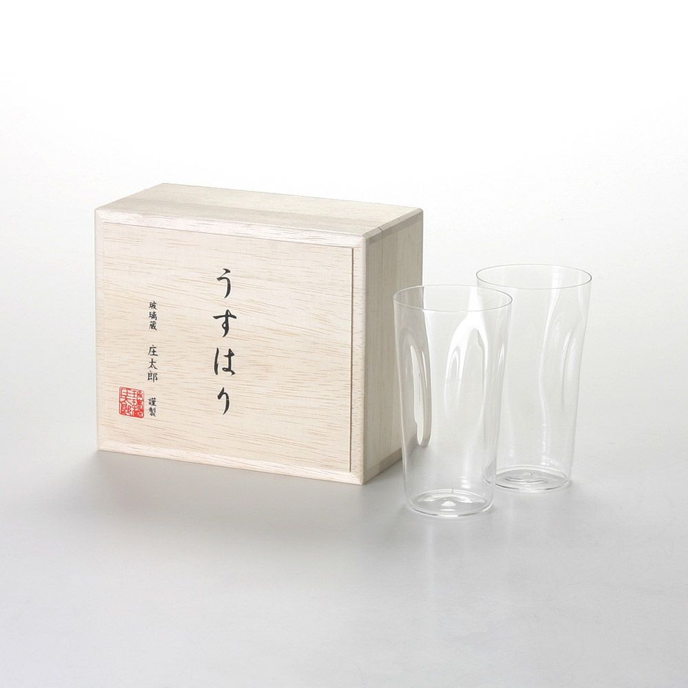 松徳硝子 うすはり SHIWA タンブラー（S）140ml（一口ビールグラス） ペア 【木箱入】