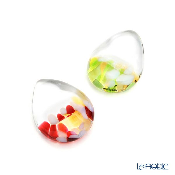 津軽びいどろ 箸置き 青りんご＆赤りんご しずく ペア