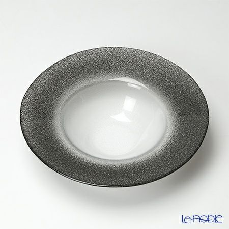 Vetro Felice ヴェトロ フェリーチェ グリッター リムボウル 19.5cm ダークグレイ＆クリア ペア