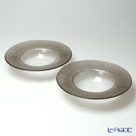 Vetro Felice ヴェトロ フェリーチェ グリッター リムボウル 26cm ジンジャー＆クリア ペア