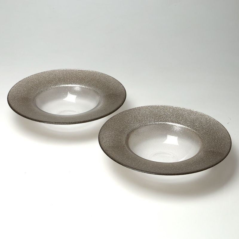 Vetro Felice ヴェトロ フェリーチェ グリッター リムボウル 26cm ジンジャー＆クリア ペア