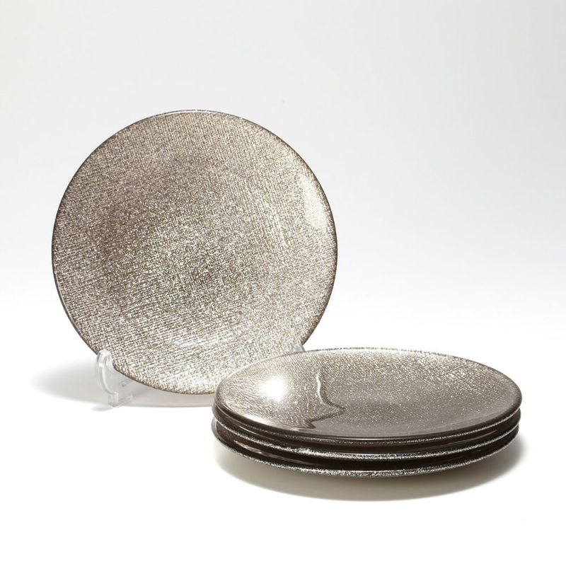 Vetro Felice ヴェトロ フェリーチェ グリッター プレート 14cm ジンジャー 4枚セット