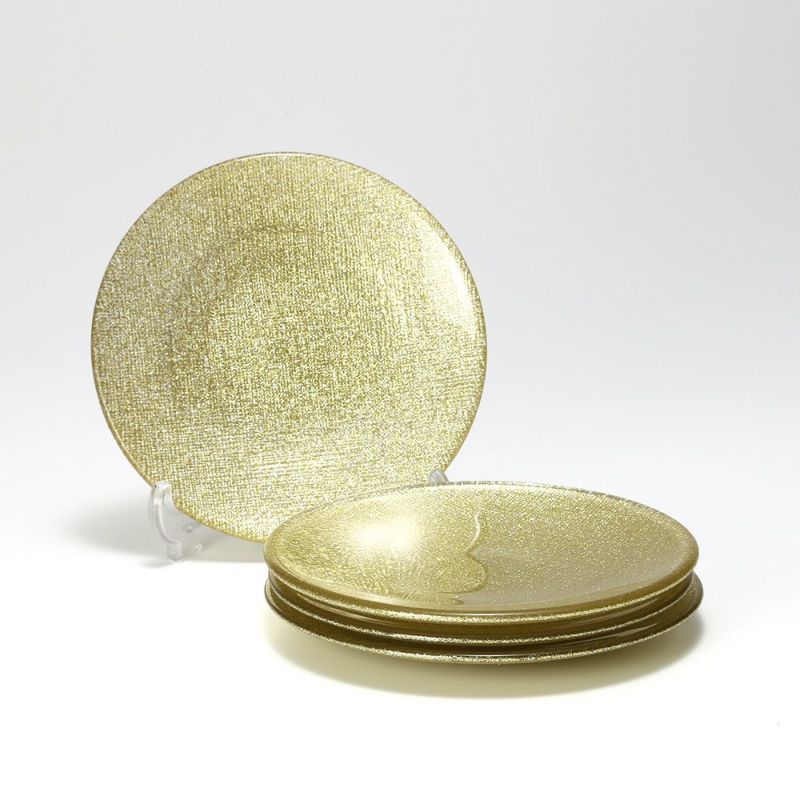 Vetro Felice ヴェトロ フェリーチェ グリッター プレート 14cm ニューゴールド 4枚セット