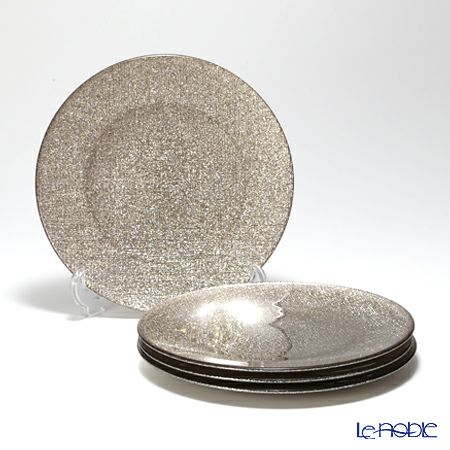 Vetro Felice ヴェトロ フェリーチェ グリッター プレート 21cm ジンジャー 4枚セット
