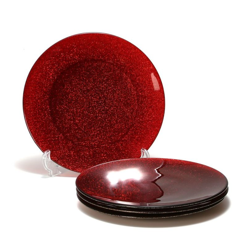 Vetro Felice ヴェトロ フェリーチェ グリッター プレート 21cm レッド 4枚セット