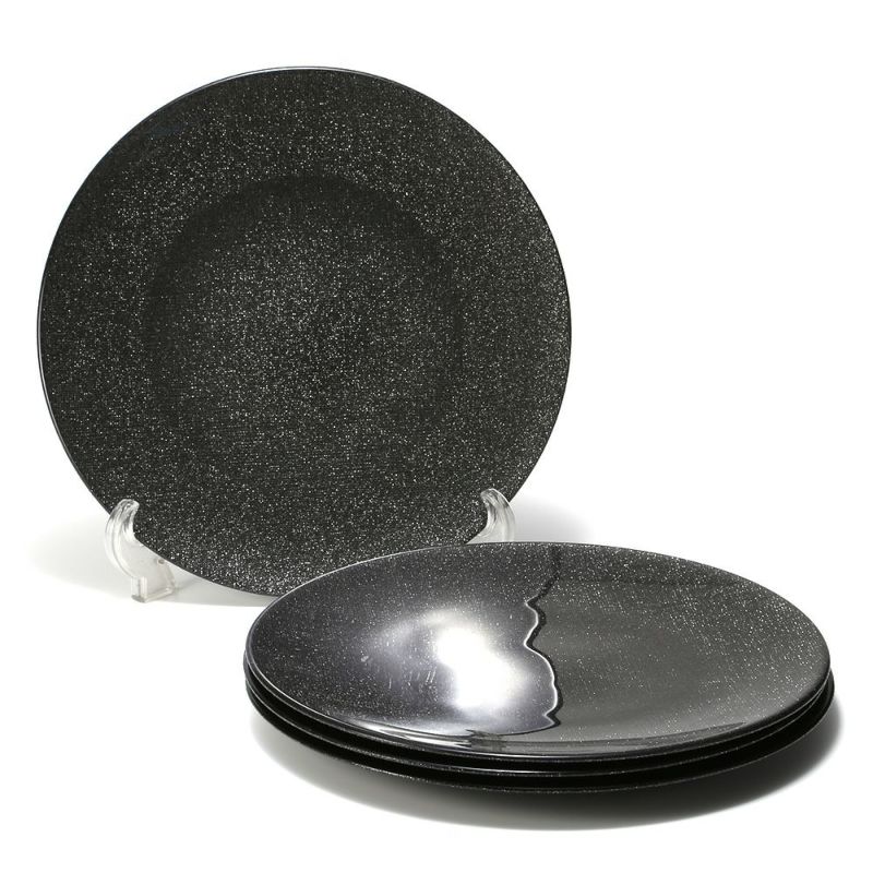 Vetro Felice ヴェトロ フェリーチェ グリッター プレート 28cm ダークグレイ 4枚セット