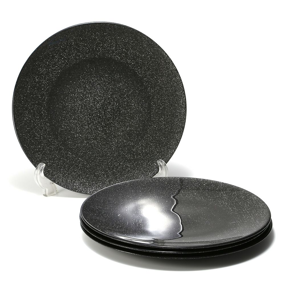 Vetro Felice ヴェトロ フェリーチェ グリッター プレート 28cm ダークグレイ 4枚セット