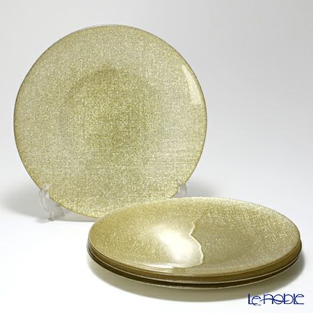 Vetro Felice ヴェトロ フェリーチェ グリッター プレート 28cm ニューゴールド 4枚セット