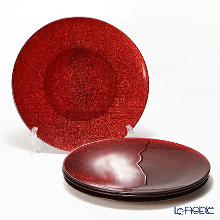 Vetro Felice ヴェトロ フェリーチェ グリッター プレート 28cm レッド 4枚セット