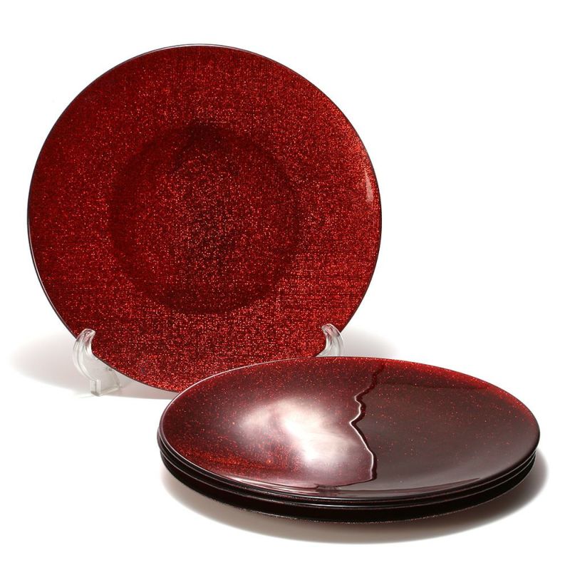 Vetro Felice ヴェトロ フェリーチェ グリッター プレート 28cm レッド 4枚セット