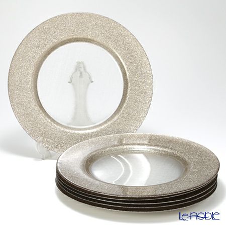 Vetro Felice ヴェトロ フェリーチェ グリッター チャージャープレート 33cm ジンジャー＆クリア 6枚セット