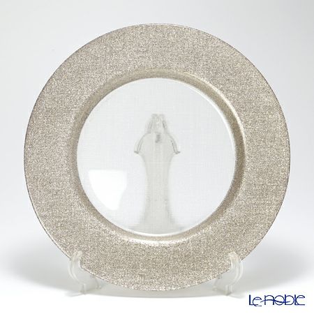 Vetro Felice ヴェトロ フェリーチェ グリッター チャージャープレート 33cm ジンジャー＆クリア 6枚セット