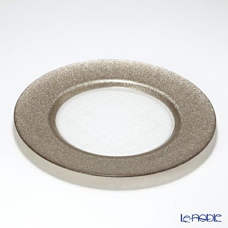 Vetro Felice ヴェトロ フェリーチェ グリッター チャージャープレート 33cm ジンジャー＆クリア 6枚セット