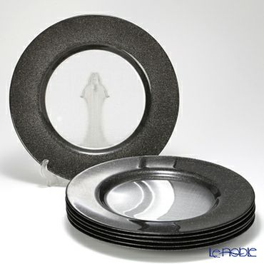 Vetro Felice ヴェトロ フェリーチェ グリッター チャージャープレート 33cm ダークグレイ＆クリア 6枚セット