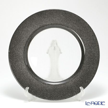 Vetro Felice ヴェトロ フェリーチェ グリッター チャージャープレート 33cm ダークグレイ＆クリア 6枚セット