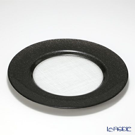 Vetro Felice ヴェトロ フェリーチェ グリッター チャージャープレート 33cm ダークグレイ＆クリア 6枚セット