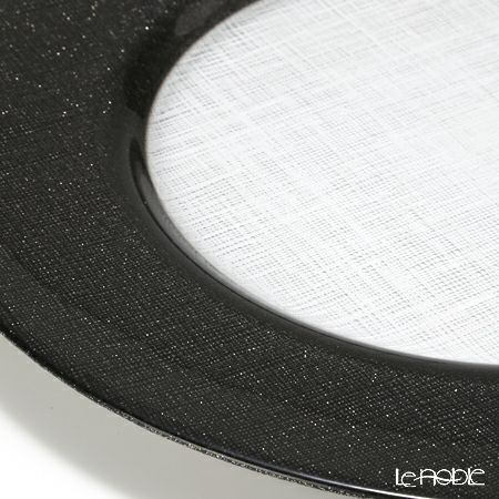 Vetro Felice ヴェトロ フェリーチェ グリッター チャージャープレート 33cm ダークグレイ＆クリア 6枚セット