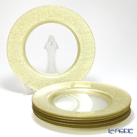 Vetro Felice ヴェトロ フェリーチェ グリッター チャージャープレート 33cm ニューゴールド＆クリア 6枚セット