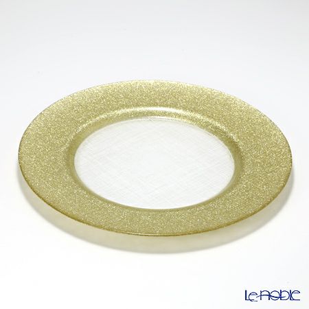 Vetro Felice ヴェトロ フェリーチェ グリッター チャージャープレート 33cm ニューゴールド＆クリア 6枚セット