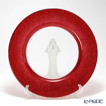 Vetro Felice ヴェトロ フェリーチェ グリッター チャージャープレート 33cm レッド＆クリア 6枚セット