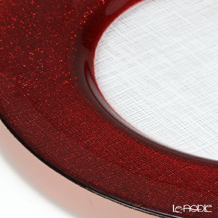 Vetro Felice ヴェトロ フェリーチェ グリッター チャージャープレート 33cm レッド＆クリア 6枚セット