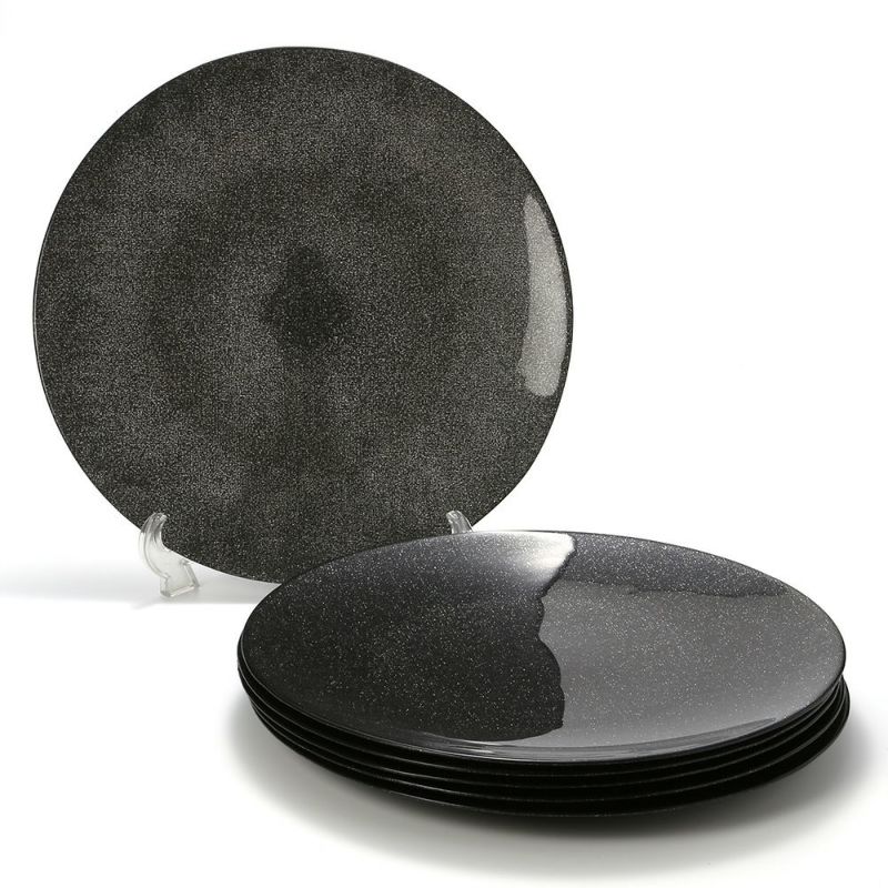 Vetro Felice ヴェトロ フェリーチェ グリッター プレート 35cm ダークグレイ 6枚セット
