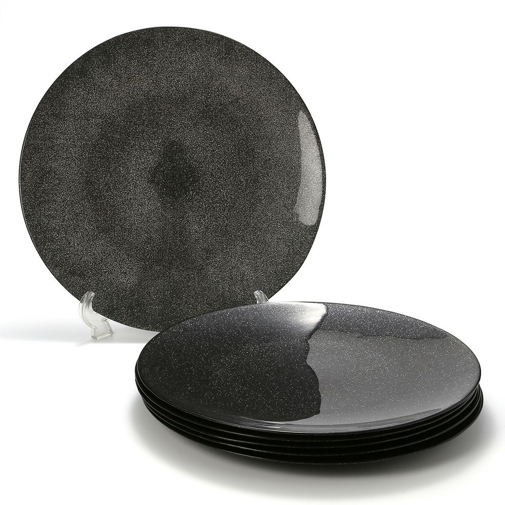 Vetro Felice ヴェトロ フェリーチェ グリッター プレート 35cm ダークグレイ 6枚セット
